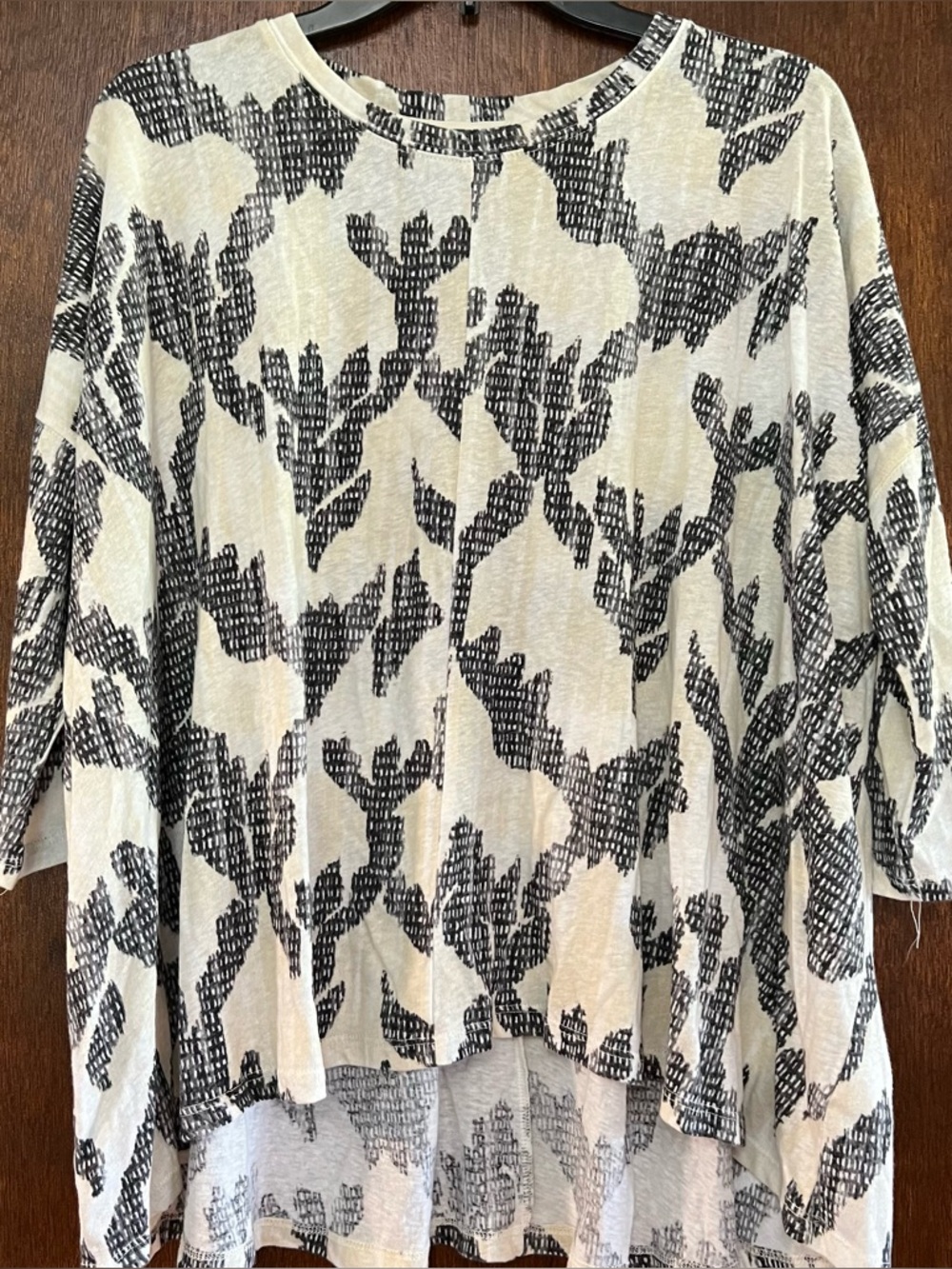 Peace Love World Black & Cream Abstract Floral Tunic